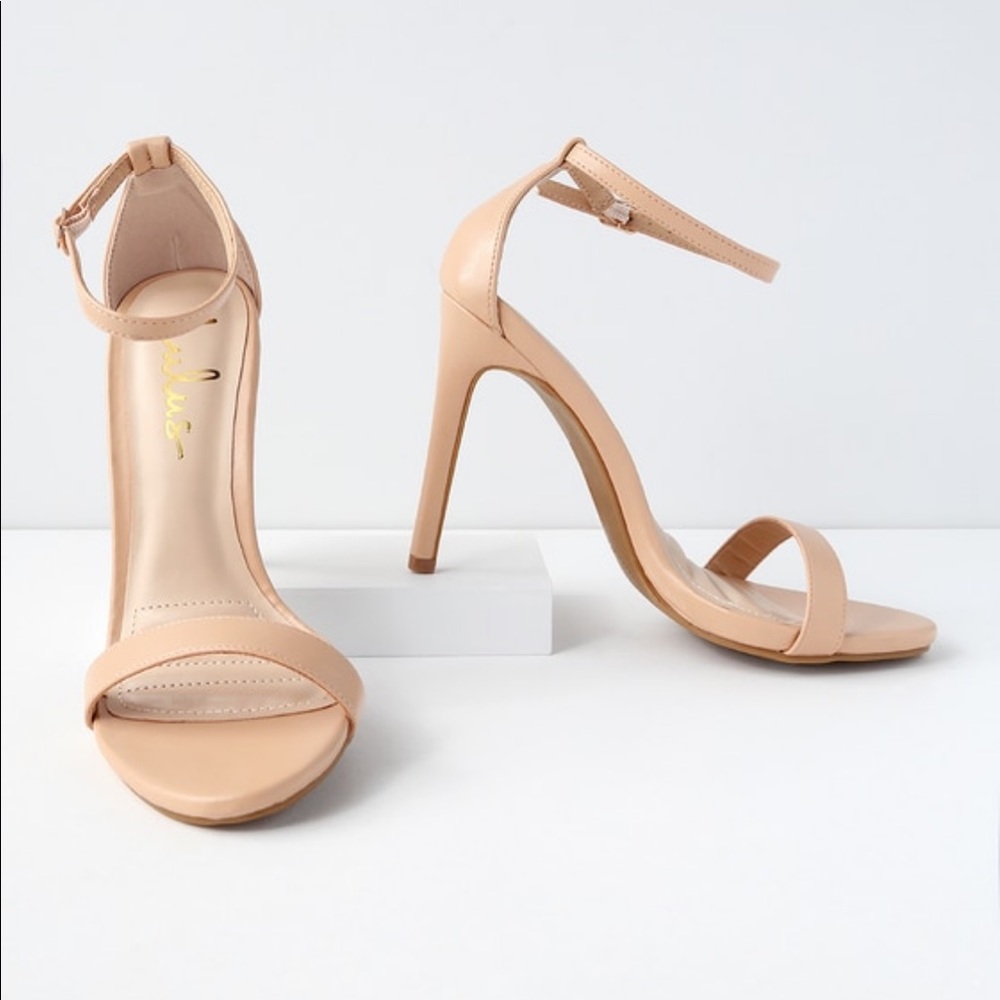 Worn once! Lulus loveliness nude ankle strap heels